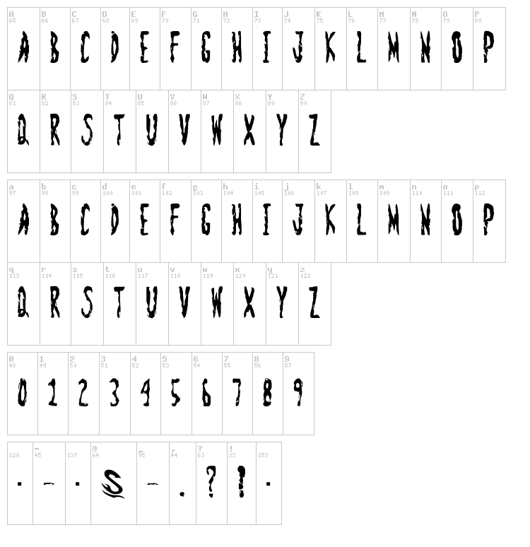 Zombie Shooting font map