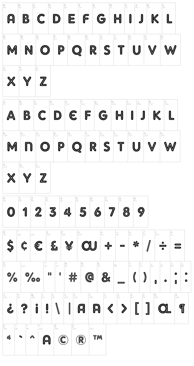AdamGorry Inline + Lights font map