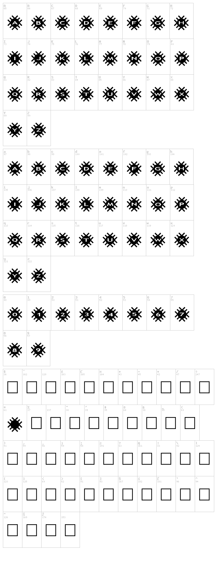 AlphaShapes grids 2 font map