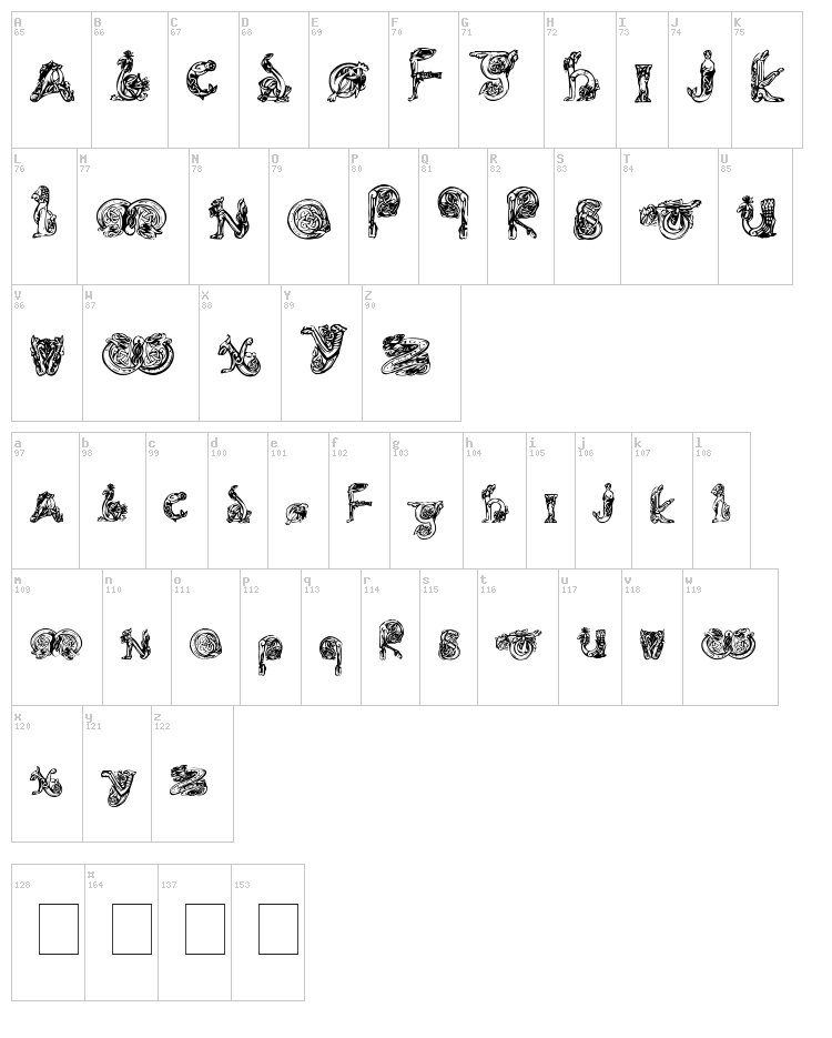 Animal Caps font map