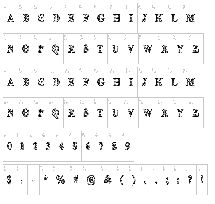 CF Deco 1492 font map