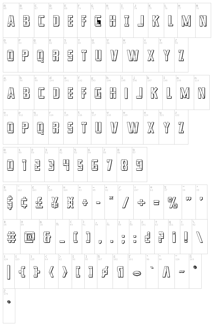 Frank-n-Plank font map