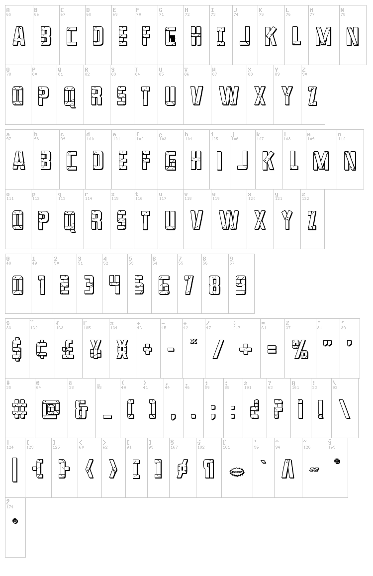 Frank-n-Plank font map