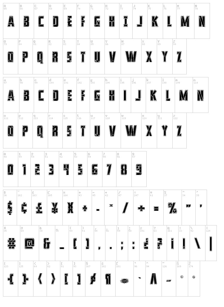 Frank-n-Plank font map