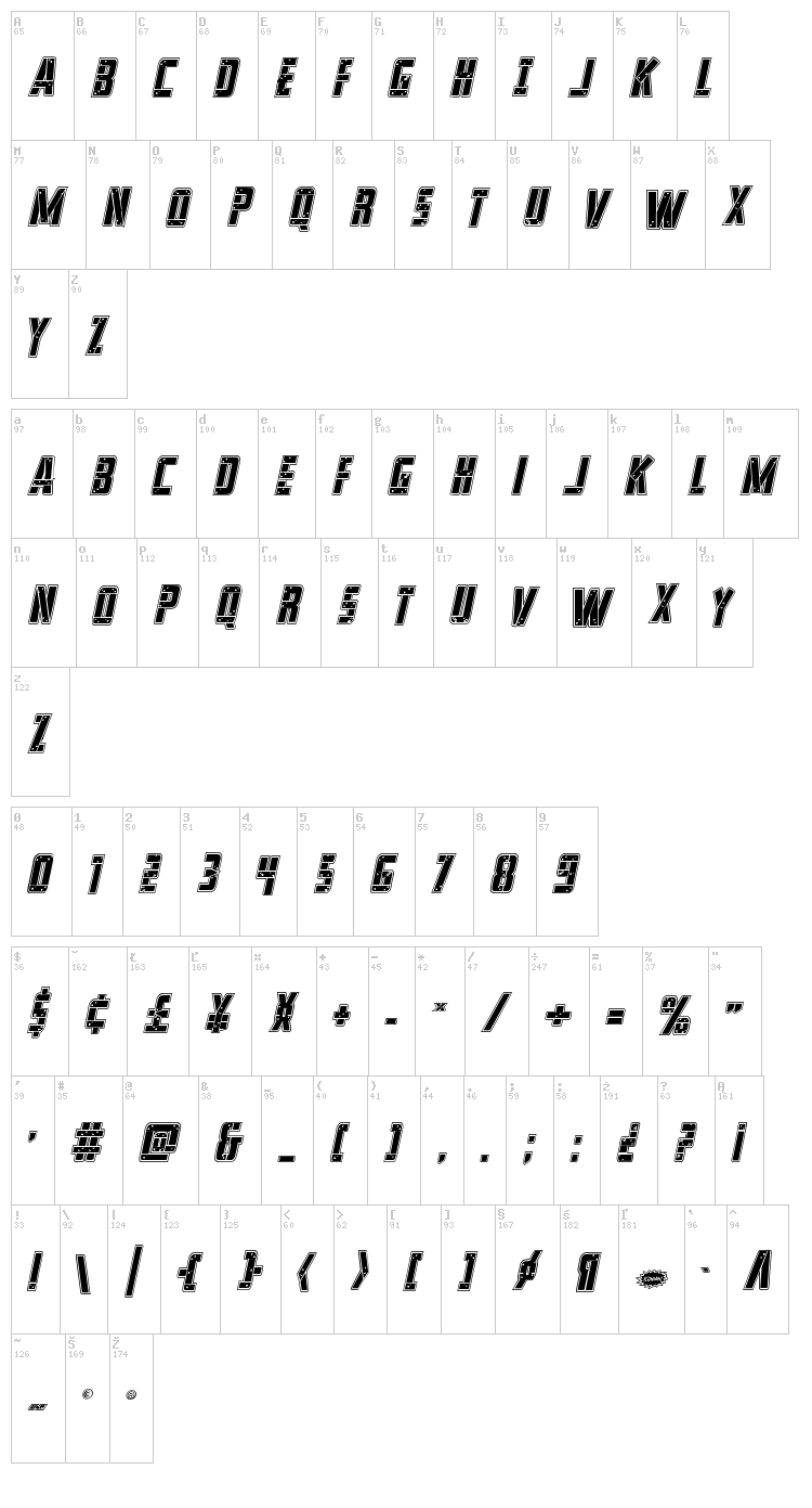 Frank-n-Plank font map