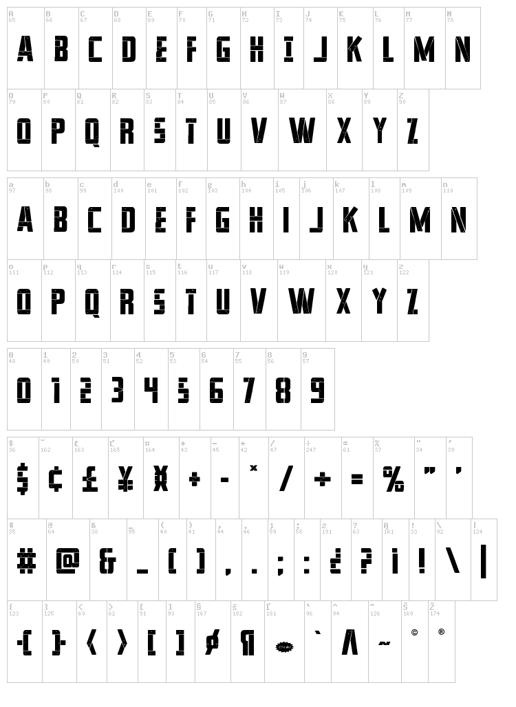 Frank-n-Plank font map