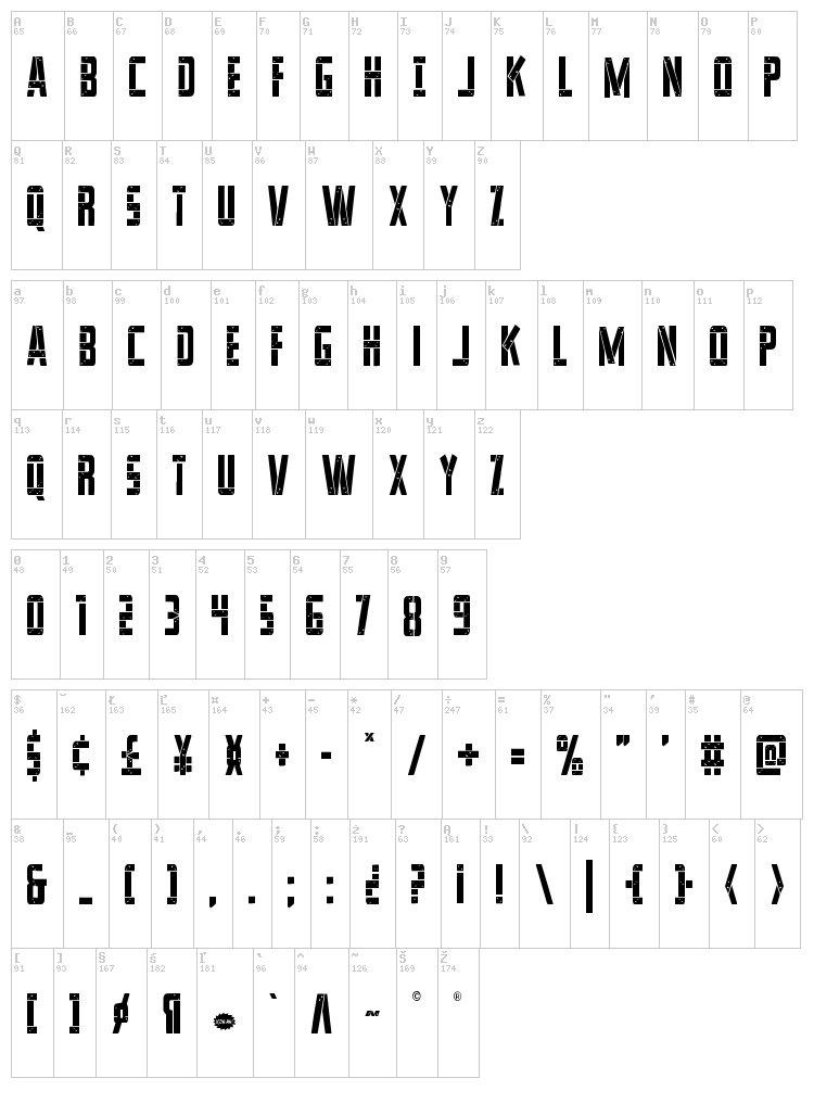 Frank-n-Plank font map