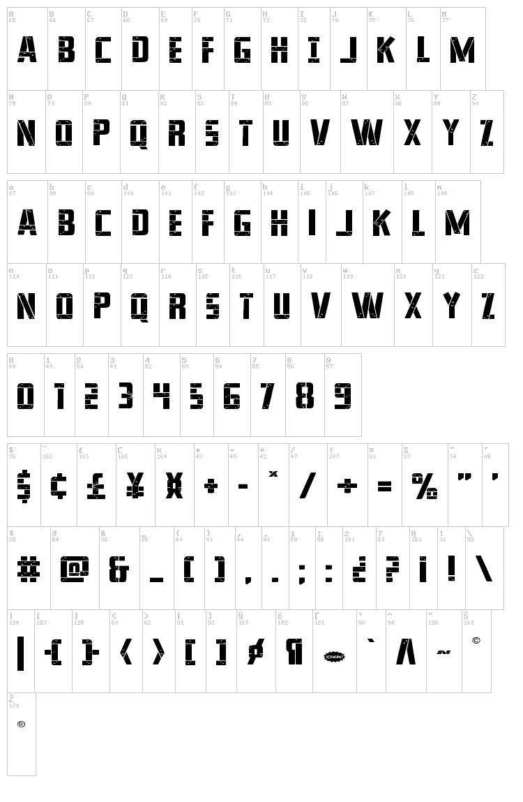 Frank-n-Plank font map