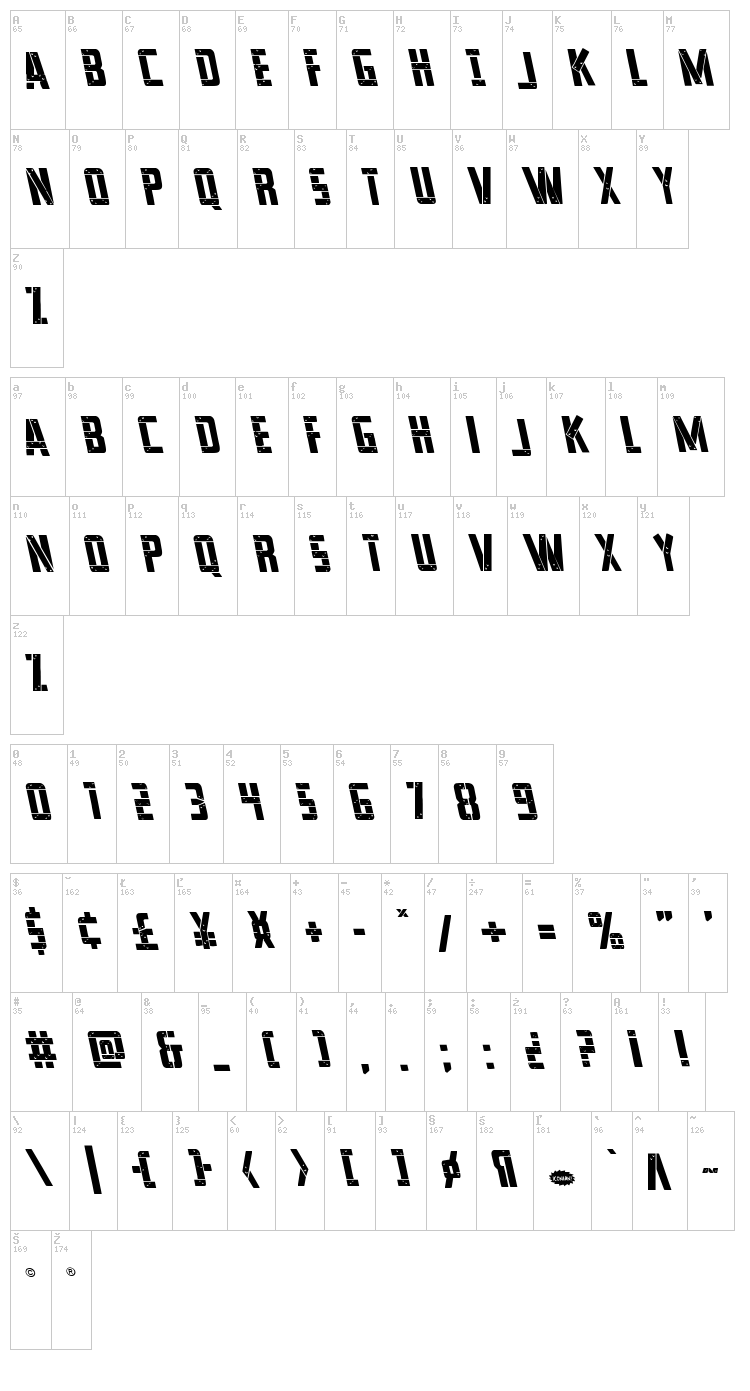 Frank-n-Plank font map