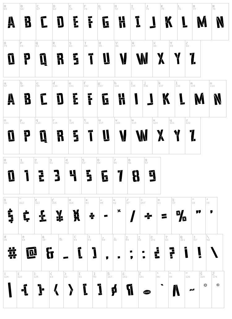 Frank-n-Plank font map