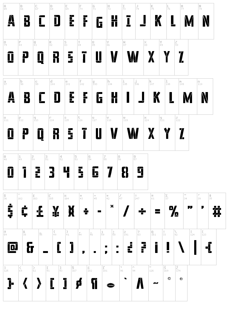 Frank-n-Plank font map
