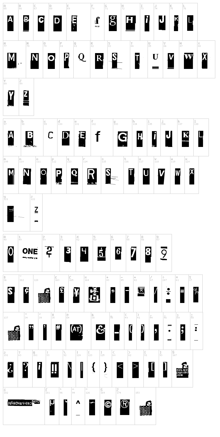 Gubben I L font map