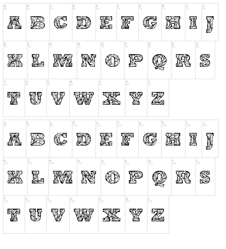 Leaffy font map