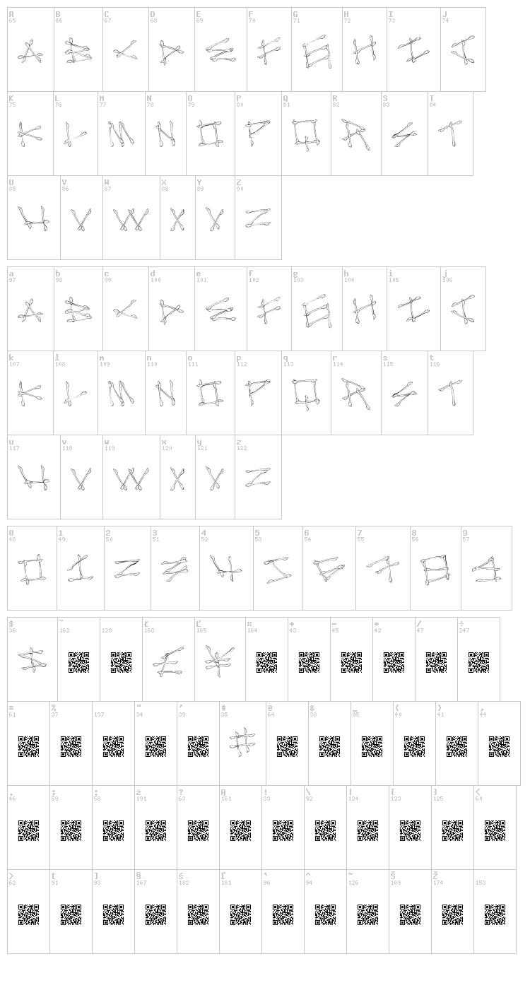 Mega Bone font map