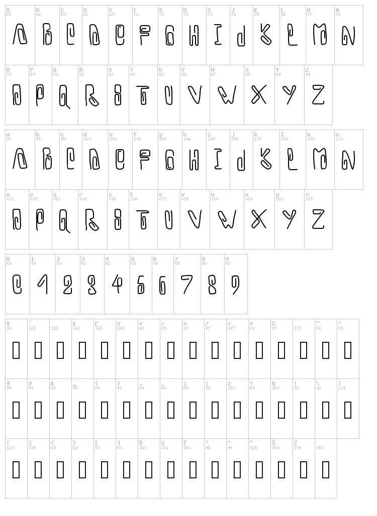 PW Trombone font map