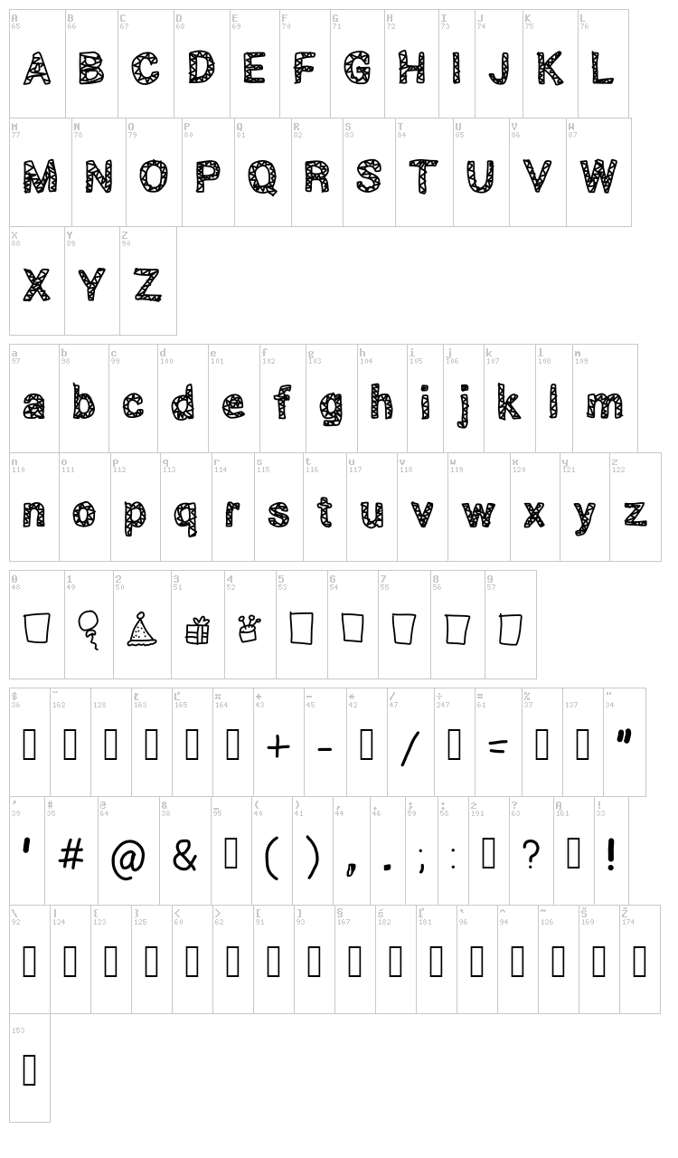 Scribbled font map