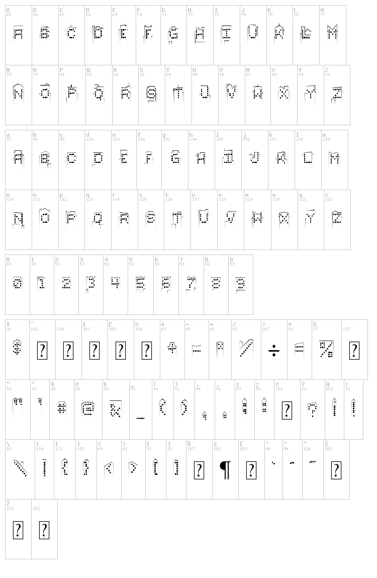 Skylinesketch font map