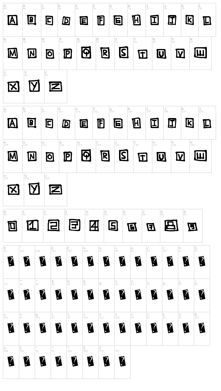 TightBox font map