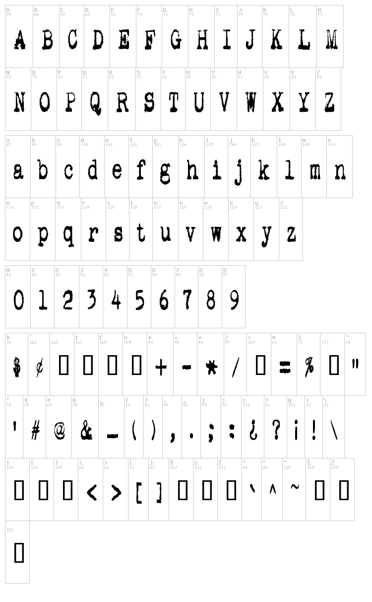 Pookie font map