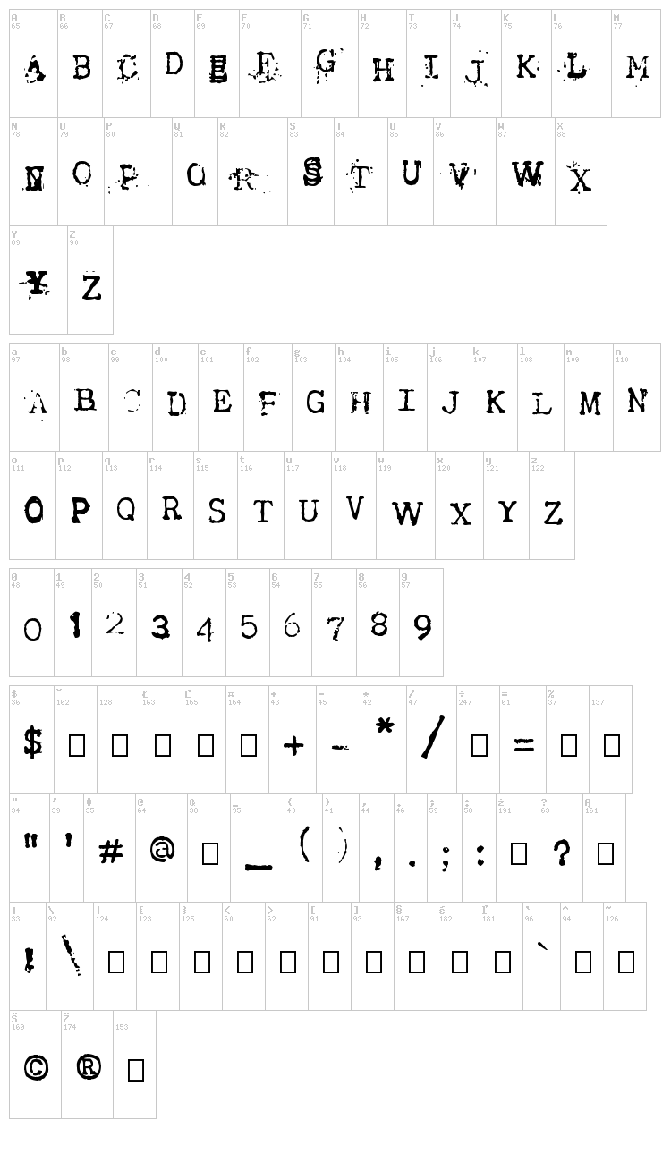 Tract font map