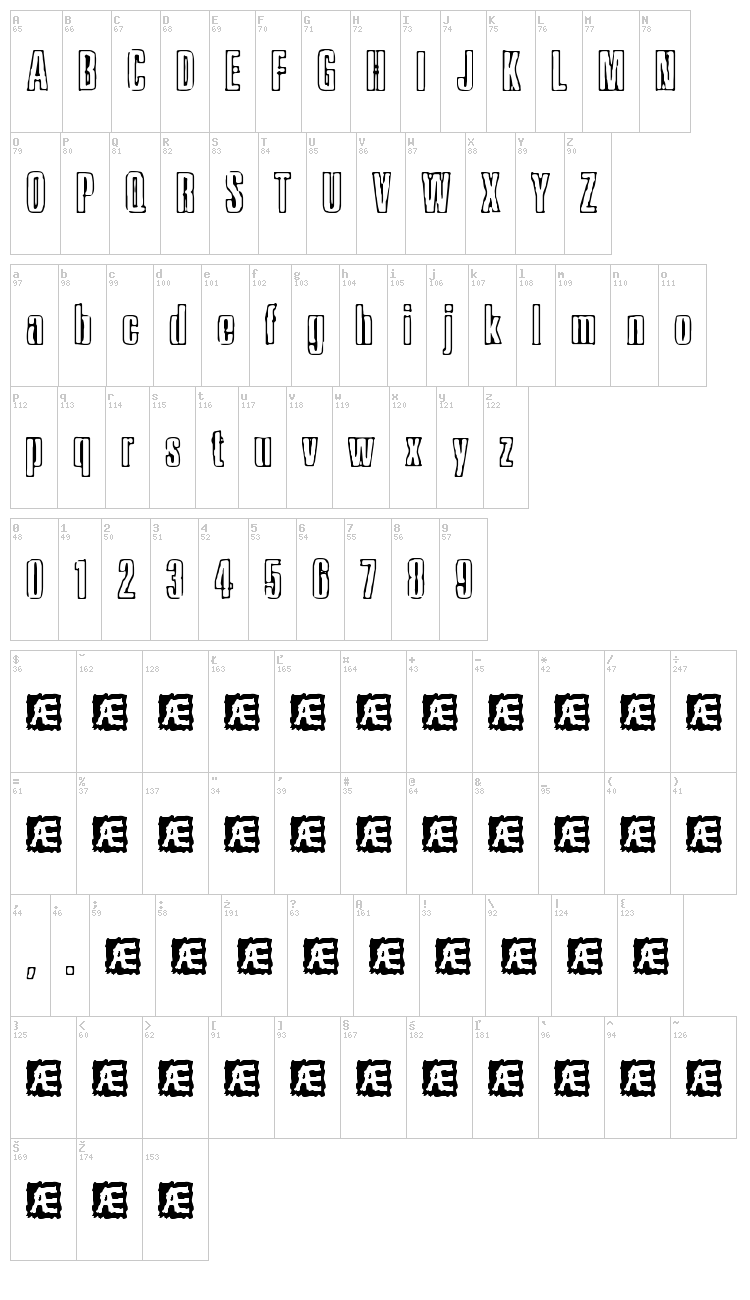 Ink Tank font map