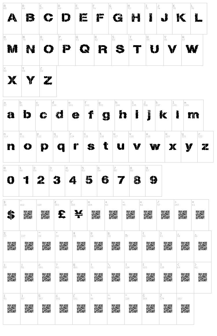 Lost Type font map