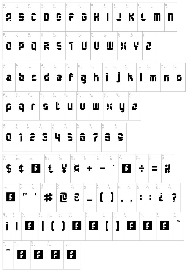 Quartermaster font map