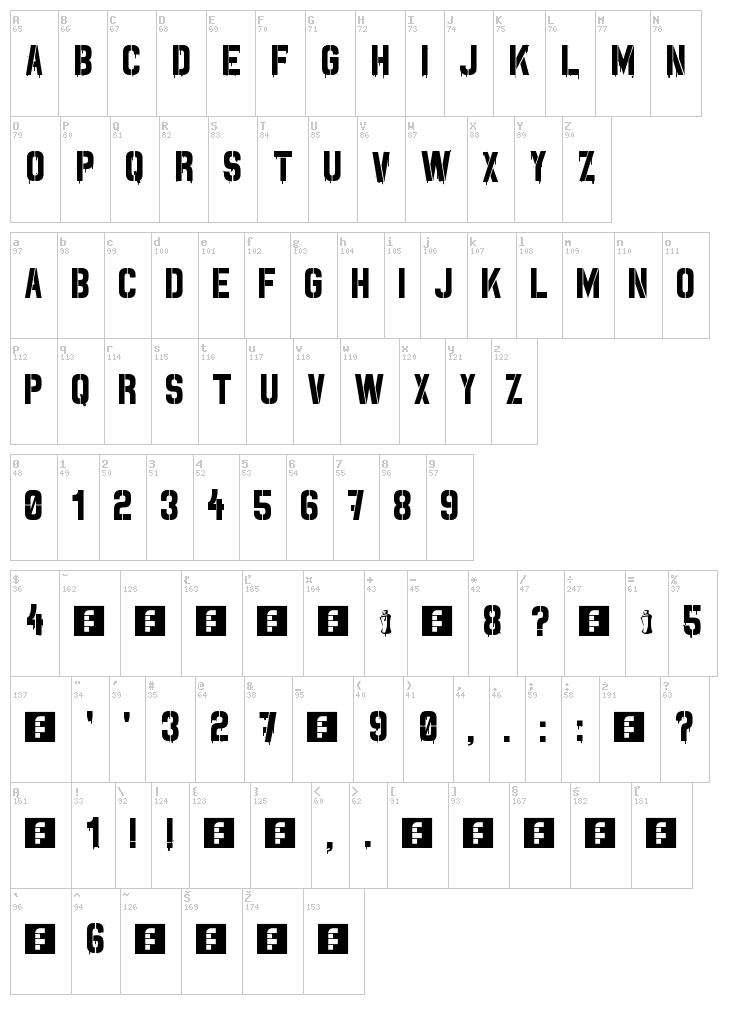 Spray Me font map