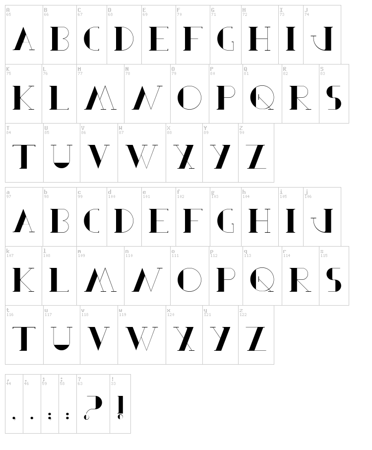 Berbel Serif font map