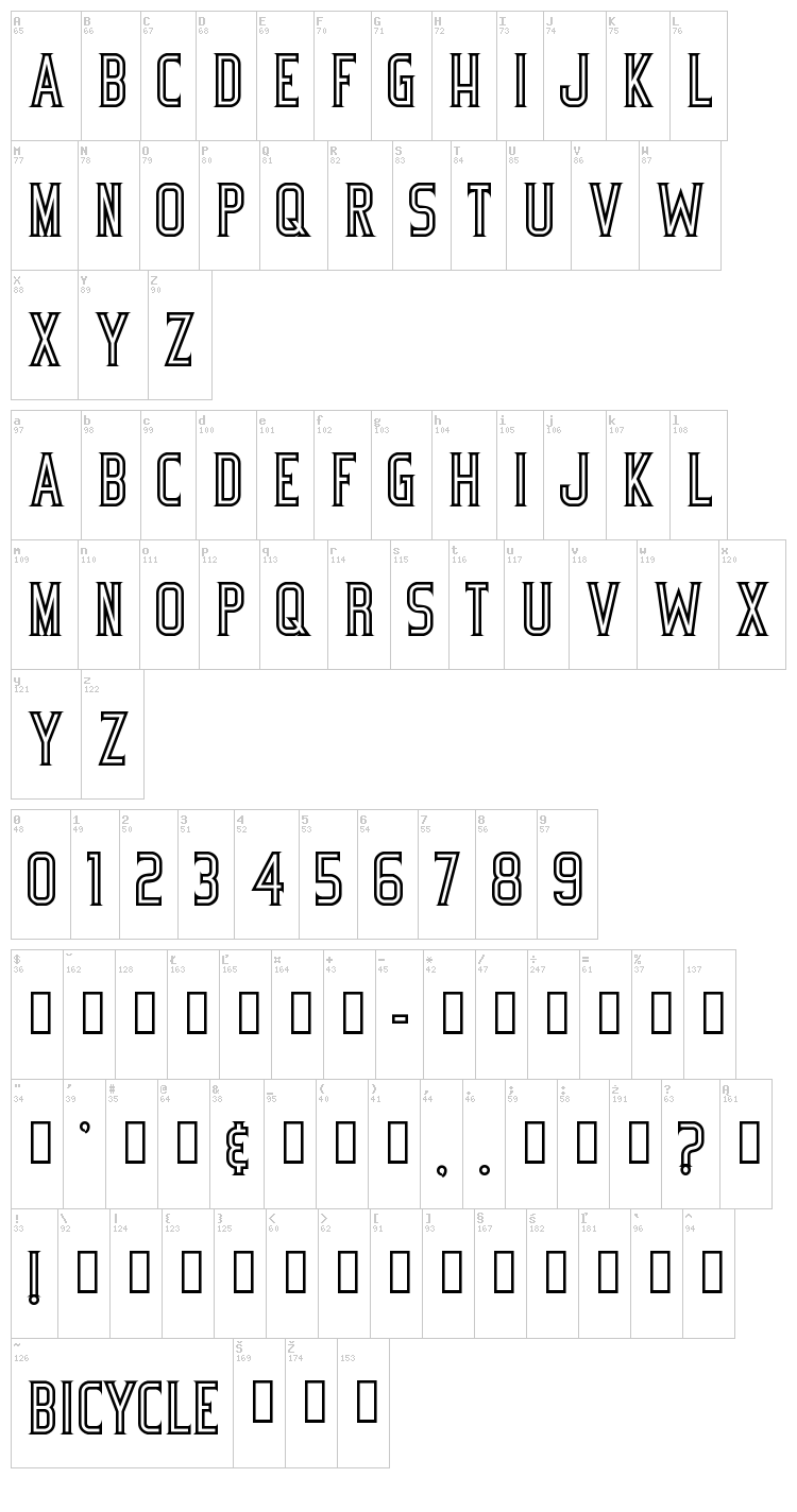 Bicycle font map