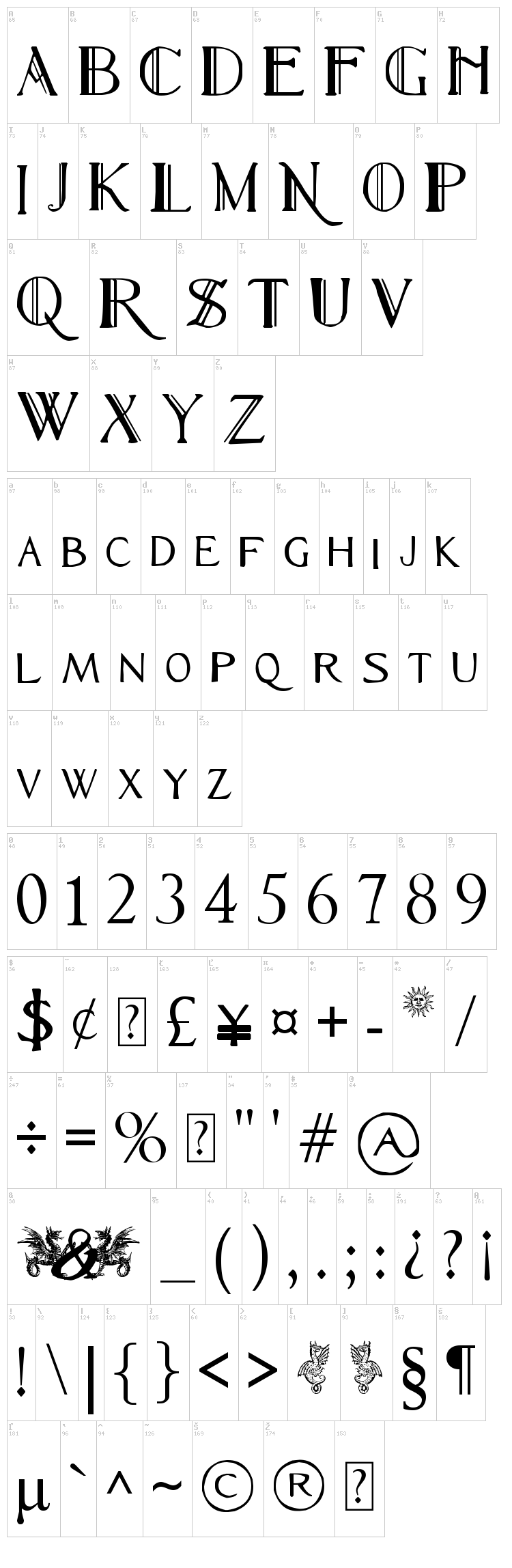 Renny Hybrid font map