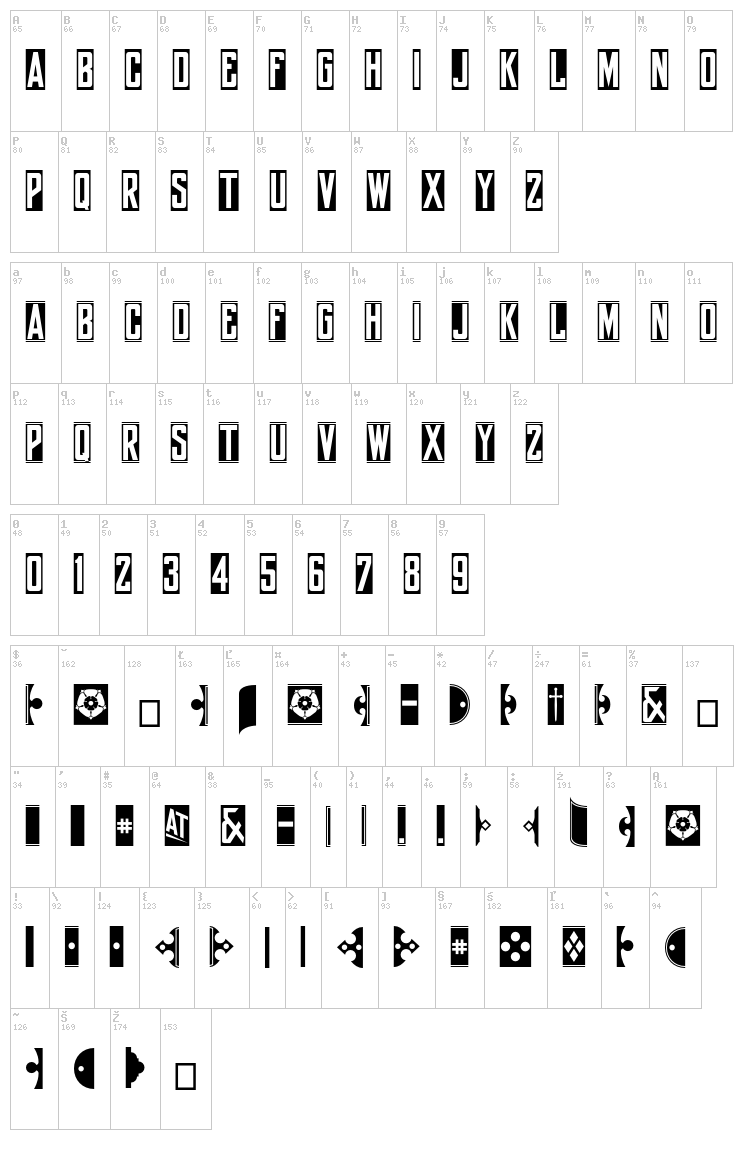 York Whiteletter font map