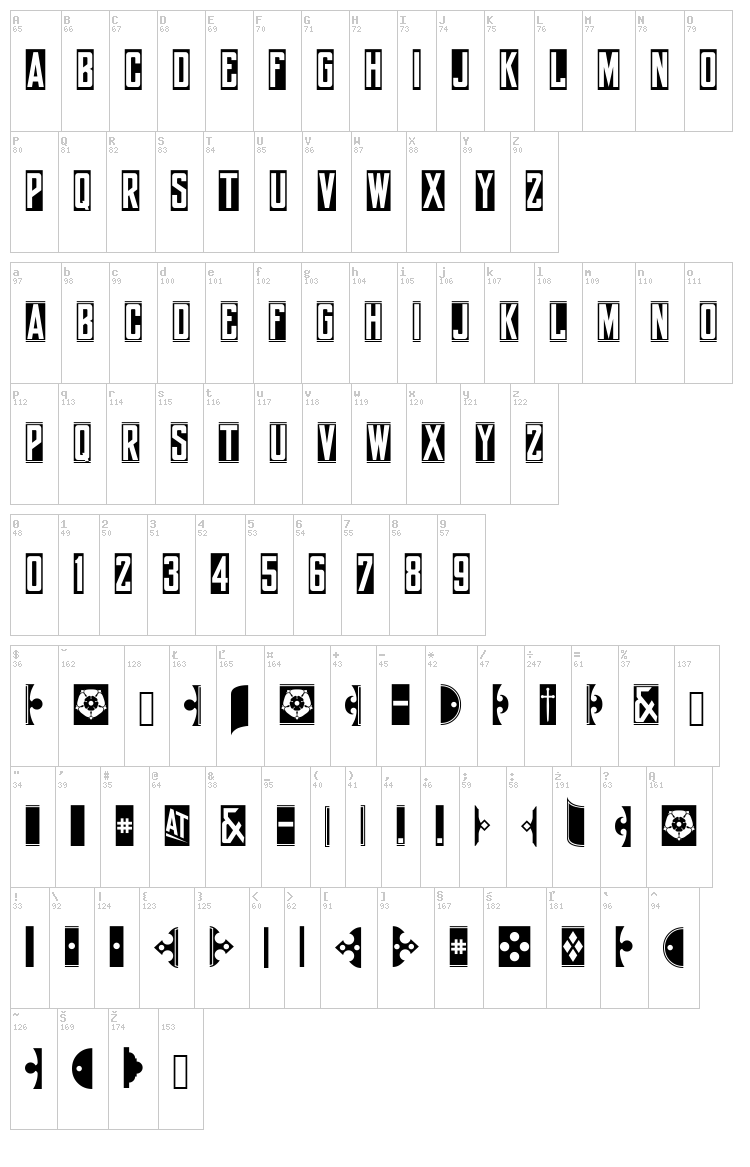 York Whiteletter font map