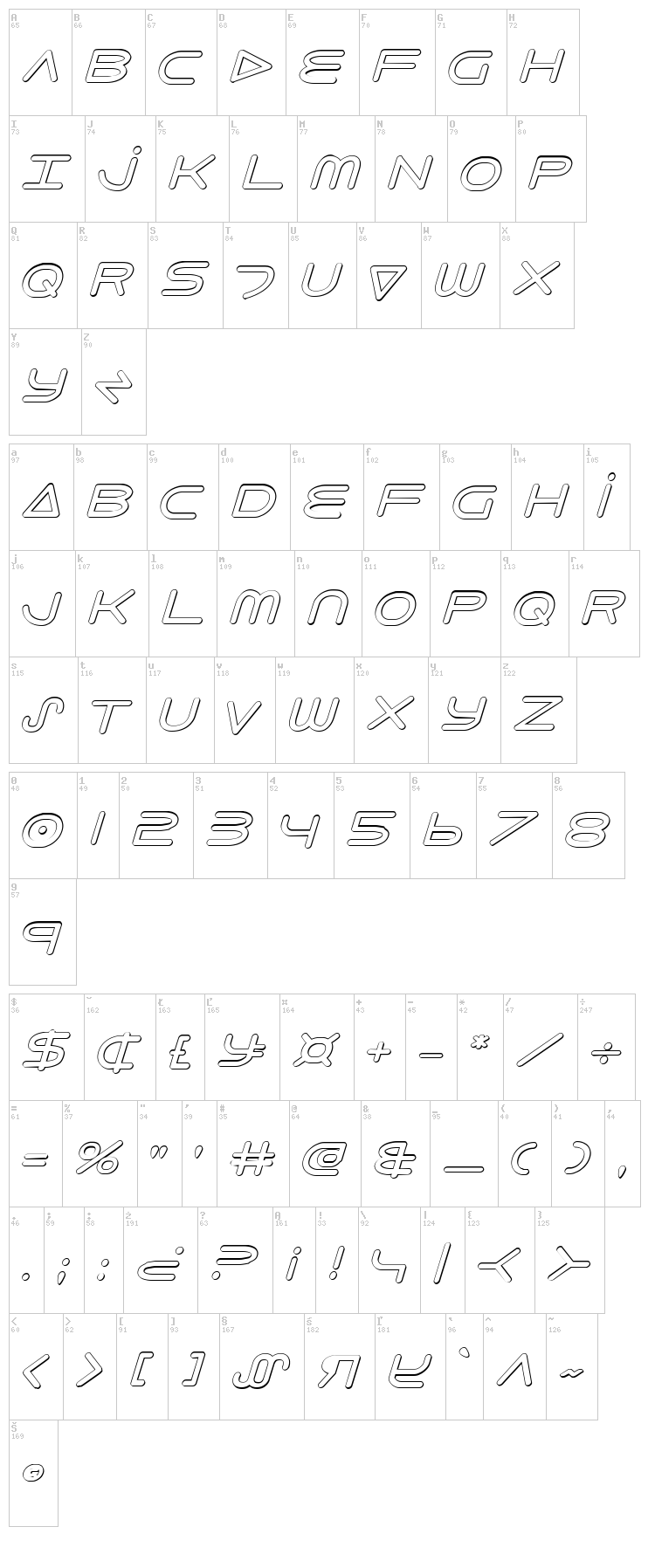 8th Element font map