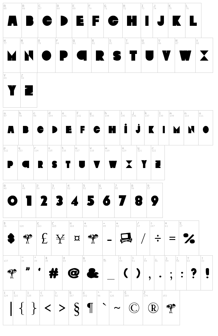 Basterds font map