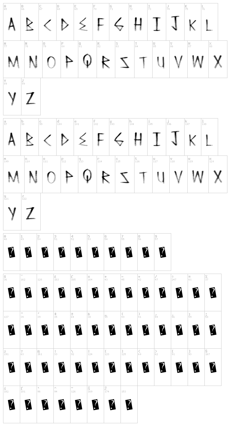 CleanFade font map