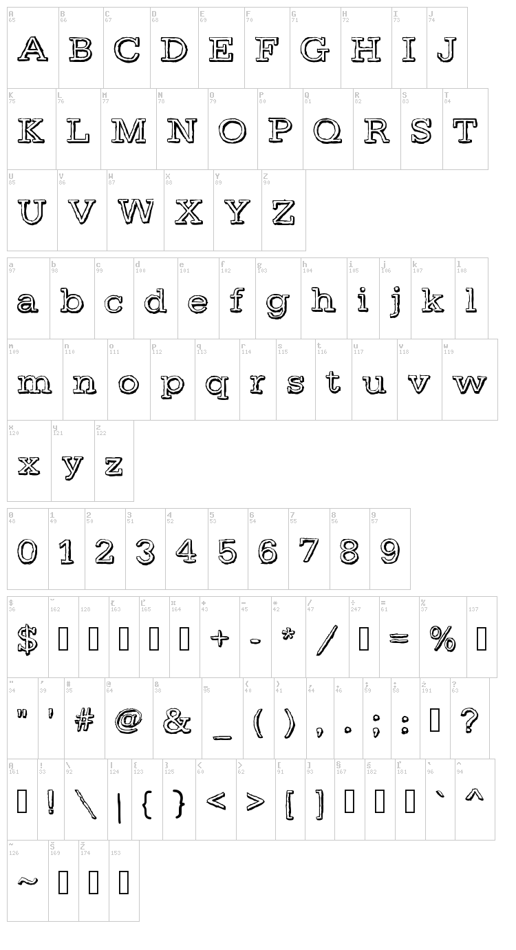Day Light font map