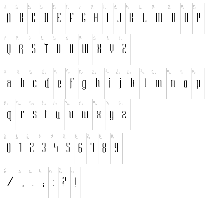 Enie font map