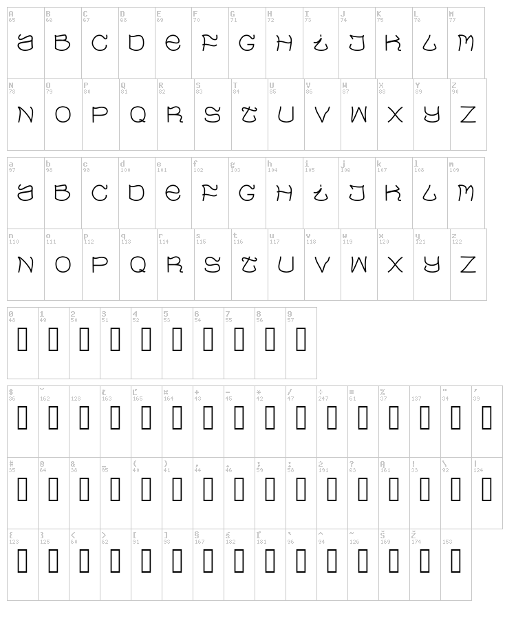 Evaow font map