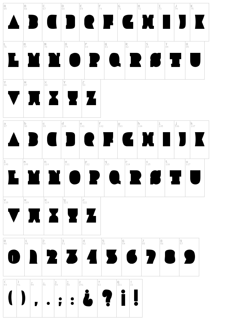 Improlija font map