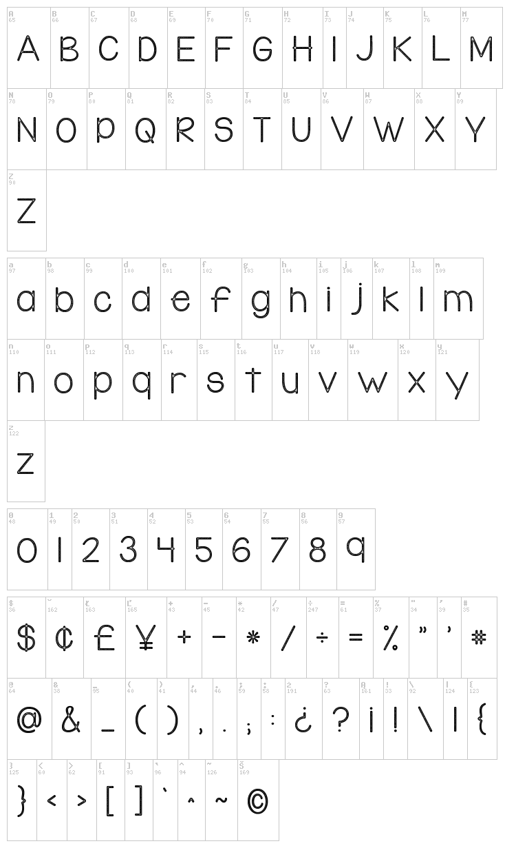 KG Something to Believe In font map