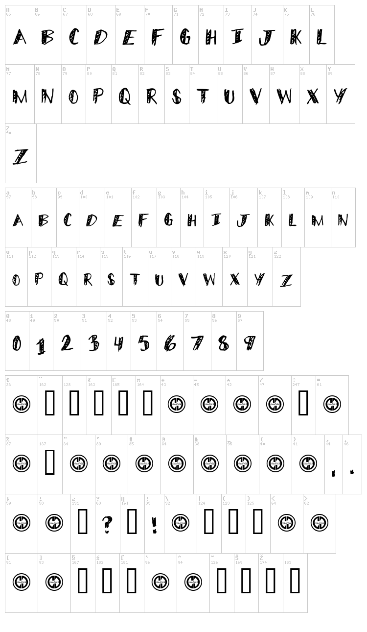 Middle Schooler font map