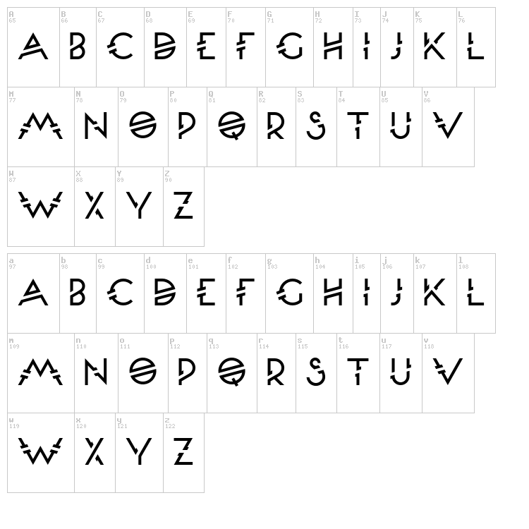 Moondance font map