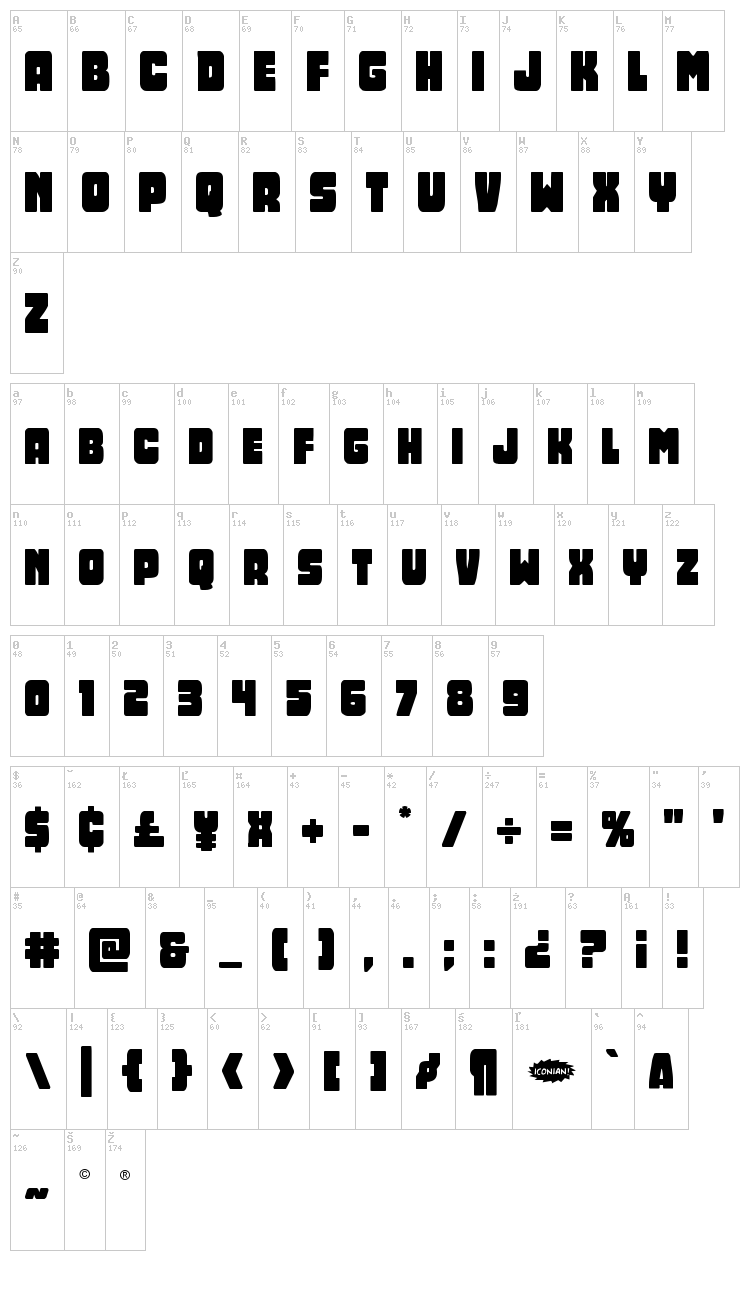 Opus Mundi font map