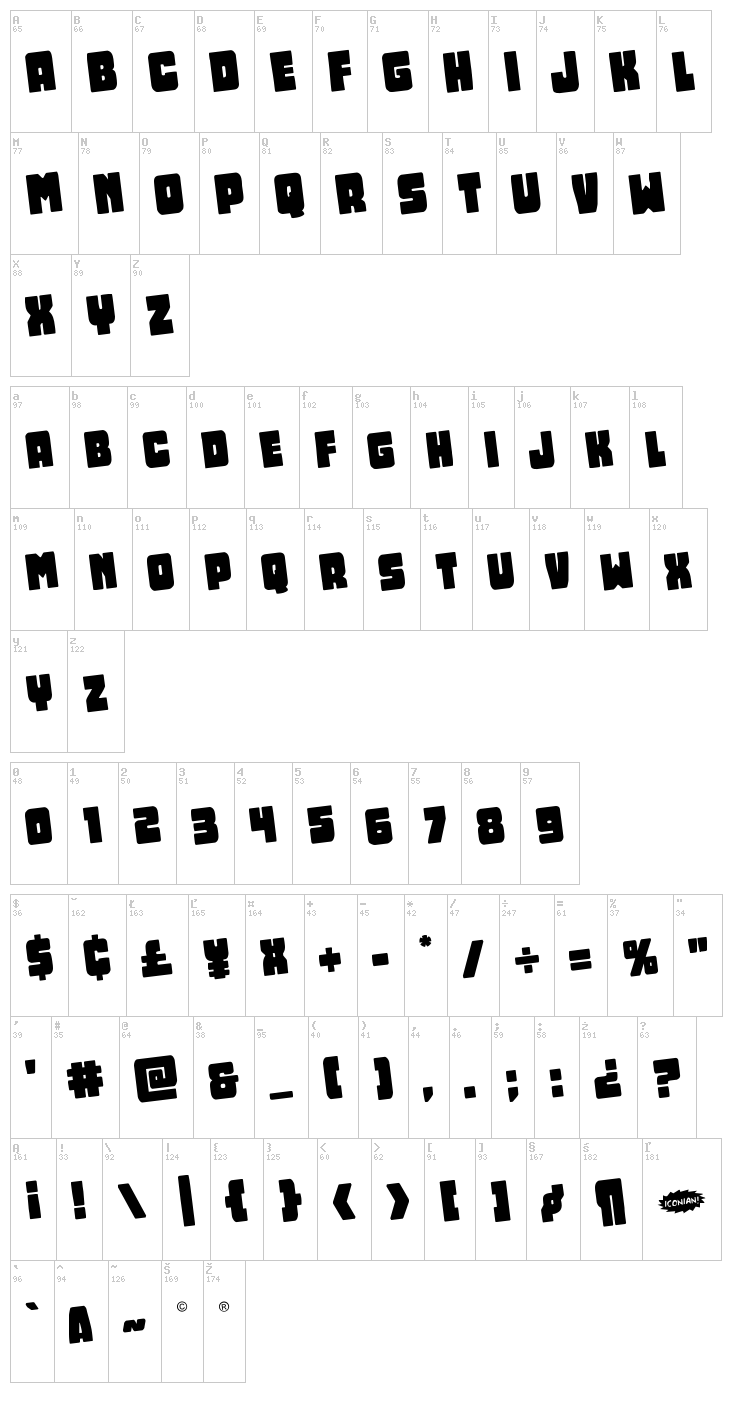 Opus Mundi font map