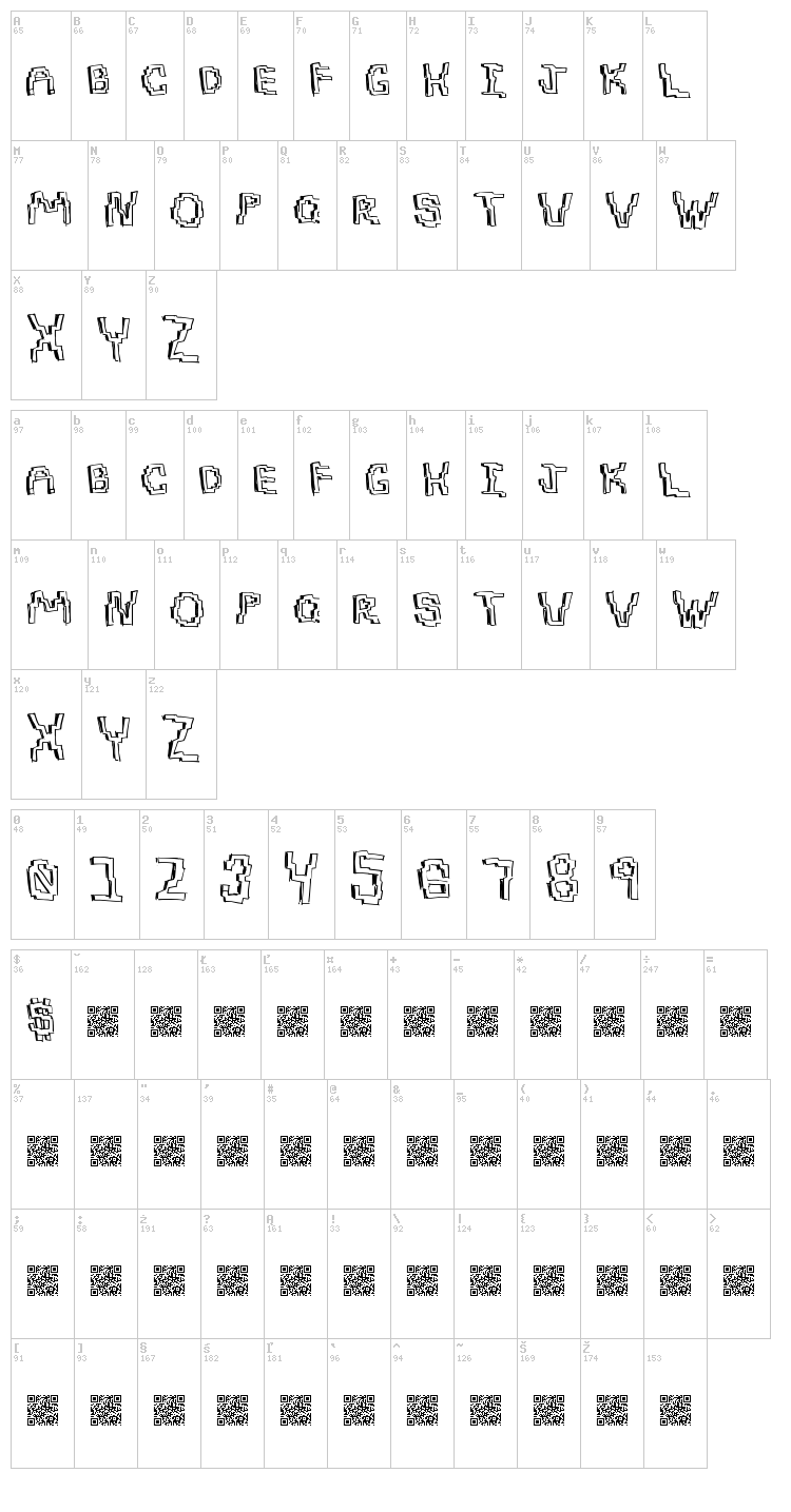 Pixel Draw font map