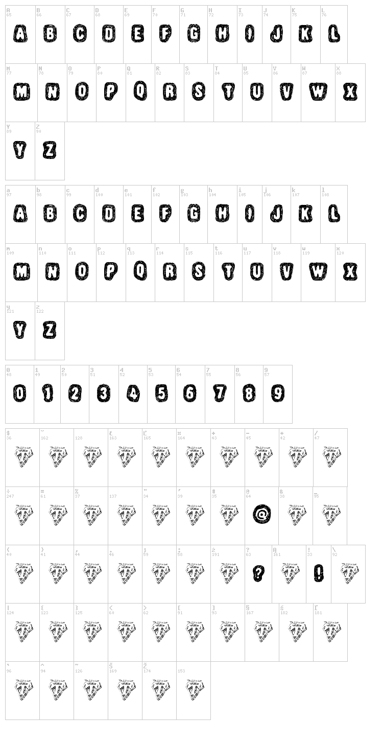 Truffle Shuffle font map