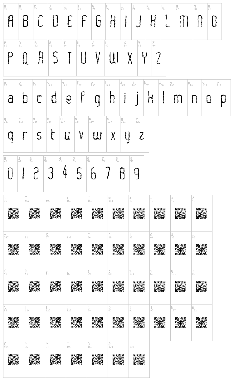 World Shocker font map