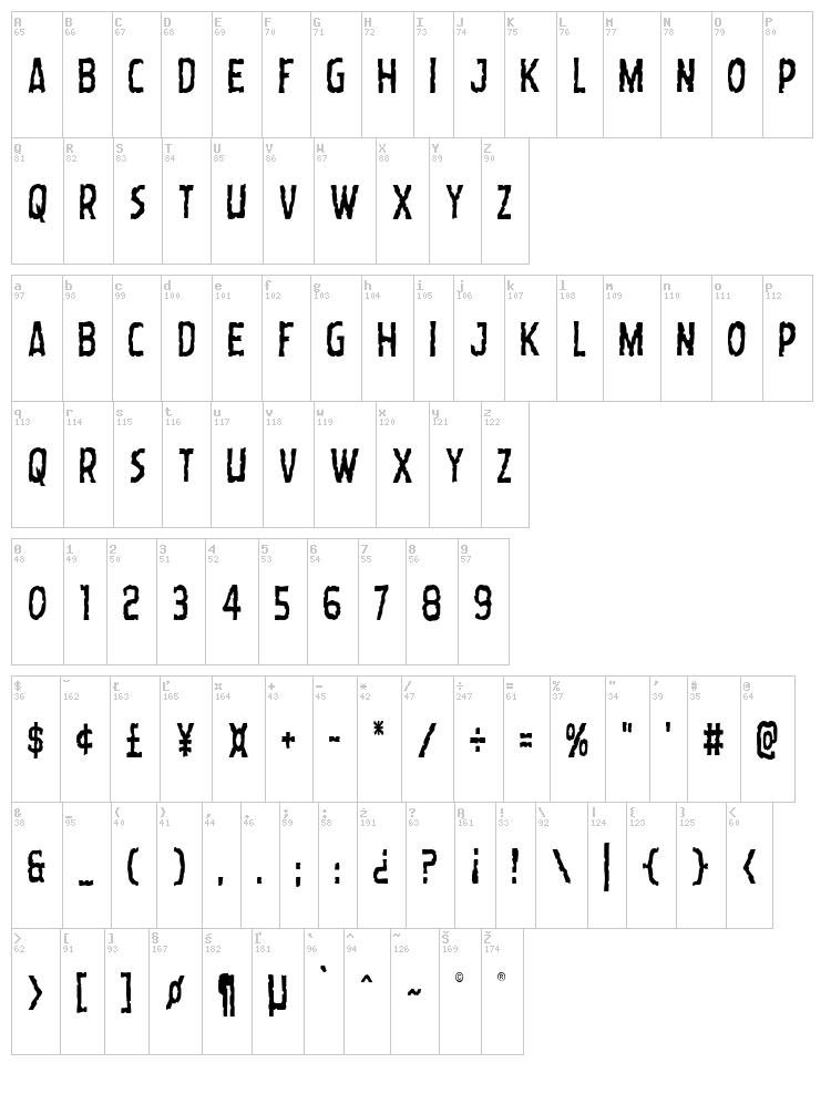 Worm Cuisine font map