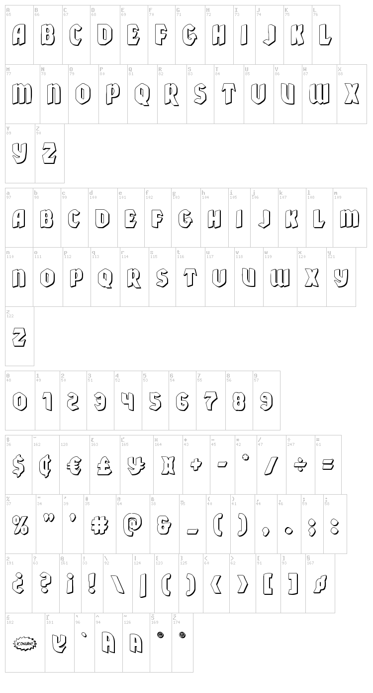 Xmas Xpress font map